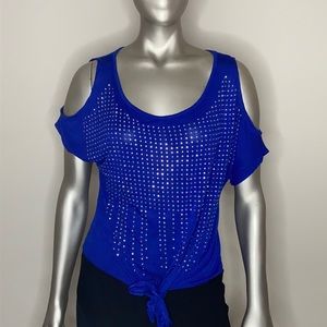 💜Loose fit blue shirt with rhinestones